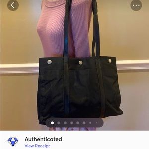 AUTH Prada Black Nylon & Leather Shoulder Bag